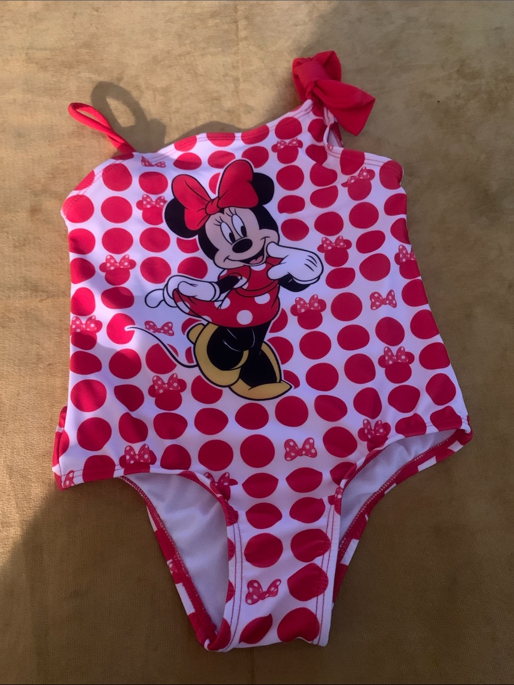 Disney Girls Red & White Minnie Mouse One-Piece Swimsuit with Bow